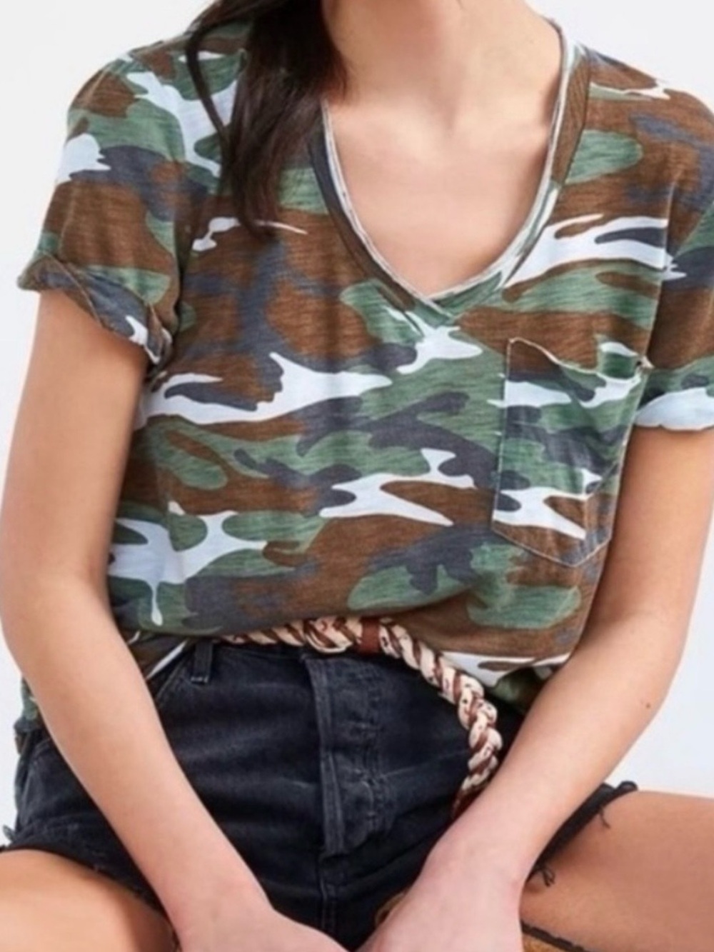 T.la Anthropologie Camo Pocket Tee